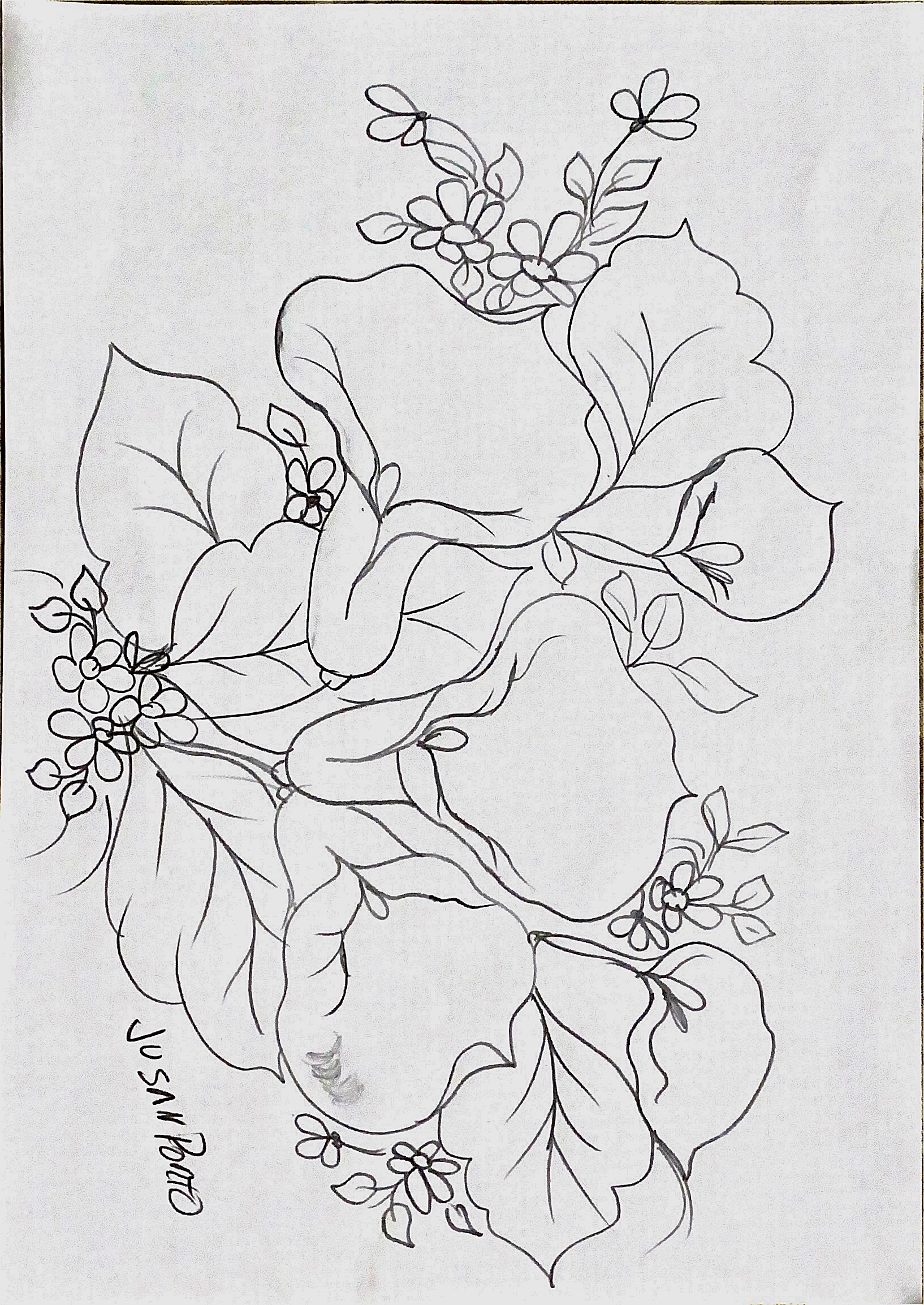 Molde de arranjo floral para pintura em tecido